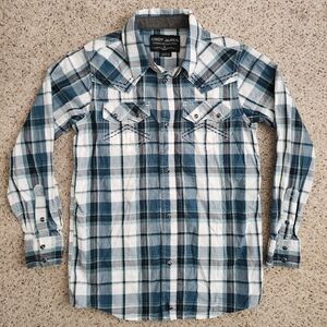 Cody James Western Blue Plaid Button Down